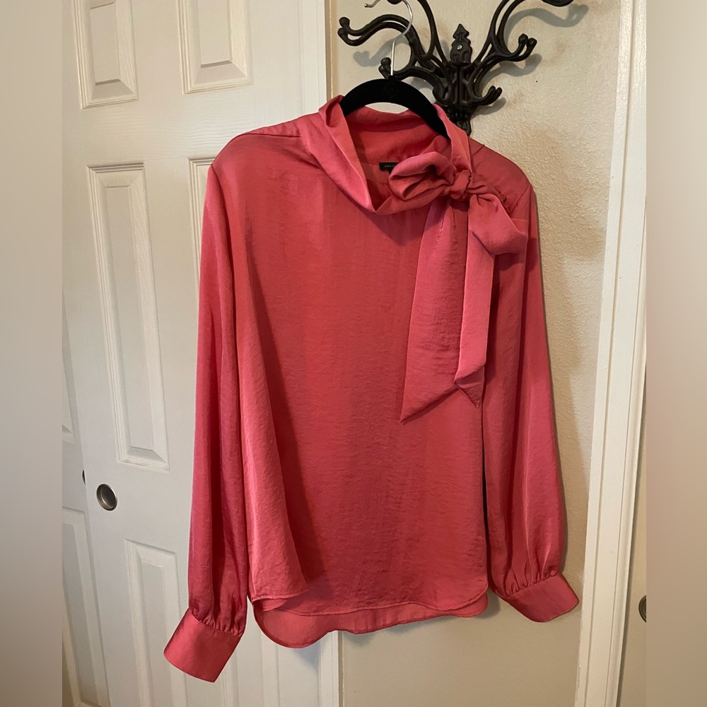 Ann Taylor Rose Blouse with Bow Accent